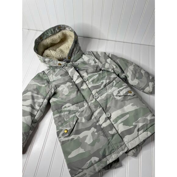 Crewcuts Girl’s Gray Camouflage Hooded Puffer Jacket Size 4-5 - Picture 1 of 7